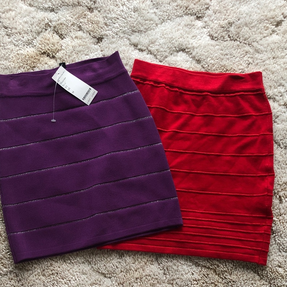 H&M Purple and Red Mini Skirt Set